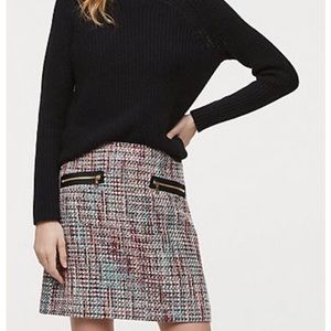 Loft Zip Pocket Tweed Skirt NWT size 2